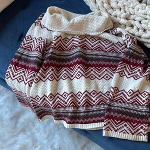 Coldwater Creek Cowl Neck Sweater in Cream and Red
